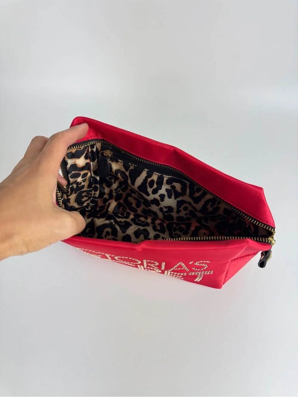 Victoria's Secret Red Satin Cosmetic Pouch Makeup Bag
